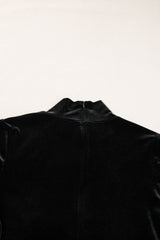 Black Velvet High Neck Tiered Ruffle Mini Dress Mini Dresses JT's Designer Fashion