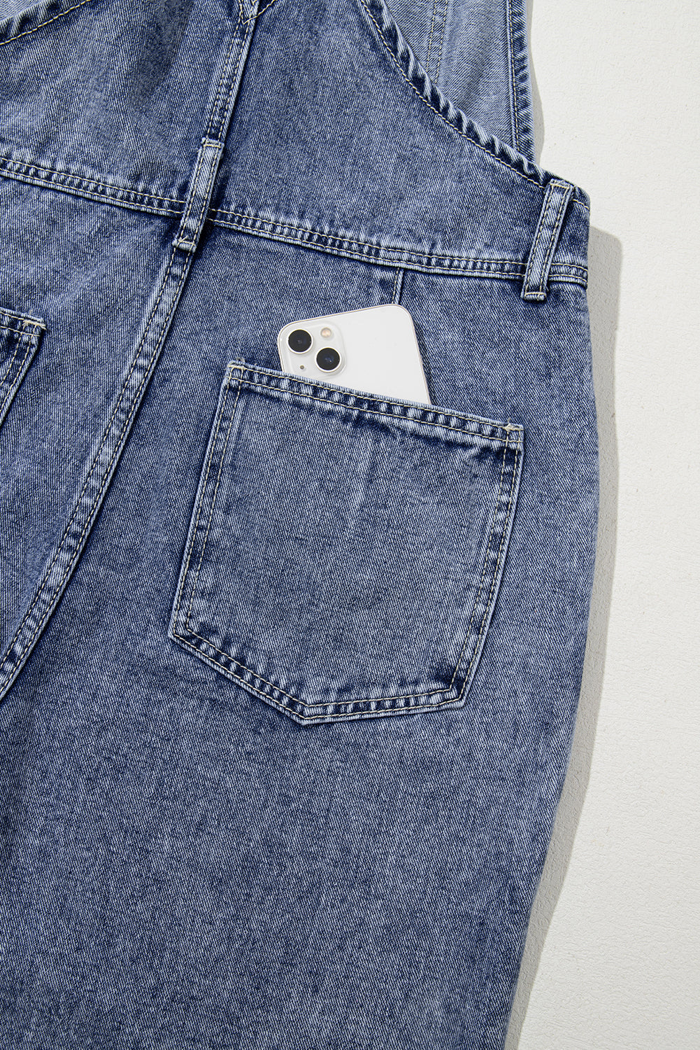 Sail Blue Denim Bib Straight Leg Jumpsuit with Pockets Jumpsuits & Rompers JT's Designer Fashion