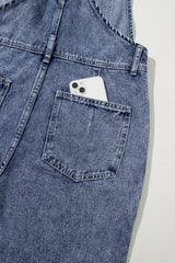 Sail Blue Denim Bib Straight Leg Jumpsuit with Pockets Jumpsuits & Rompers JT's Designer Fashion