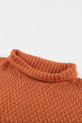 Orange Oversized Chunky Batwing Long Sleeve Turtleneck Sweater Sweaters & Cardigans JT's Designer Fashion