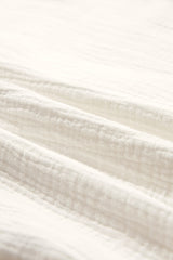 White Embroidered Textured Buttoned Crew Neck Shirt Blouses & Shirts JT's Designer Fashion