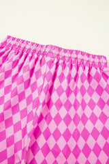 Pink Geometric Print Active Casual Shorts with Slits Casual Shorts JT's Designer Fashion