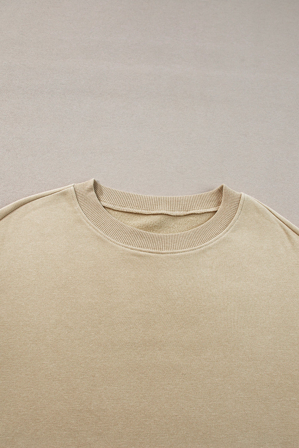 Parchment Solid Loose Crew Neck Fleece Sweatshirt Sweatshirts & Hoodies JT's Designer Fashion