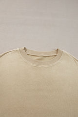 Parchment Solid Loose Crew Neck Fleece Sweatshirt Sweatshirts & Hoodies JT's Designer Fashion