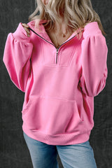 Bonbon Zip-up Stand Neck Kangaroo Pocket Sweatshirt Sweatshirts & Hoodies JT's Designer Fashion