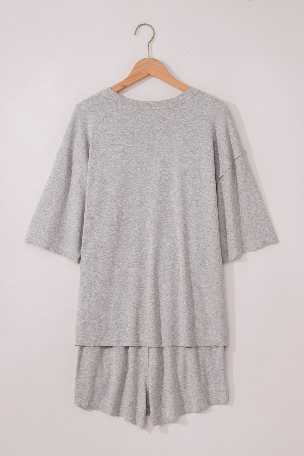 Gray Solid Color Loose Tee 2 Piece Shorts Set Short Sets JT's Designer Fashion