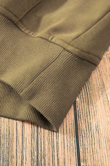 Brown Quarter Zip Stand Neck Kangaroo Pocket Sweatshirt Sweatshirts & Hoodies JT's Designer Fashion
