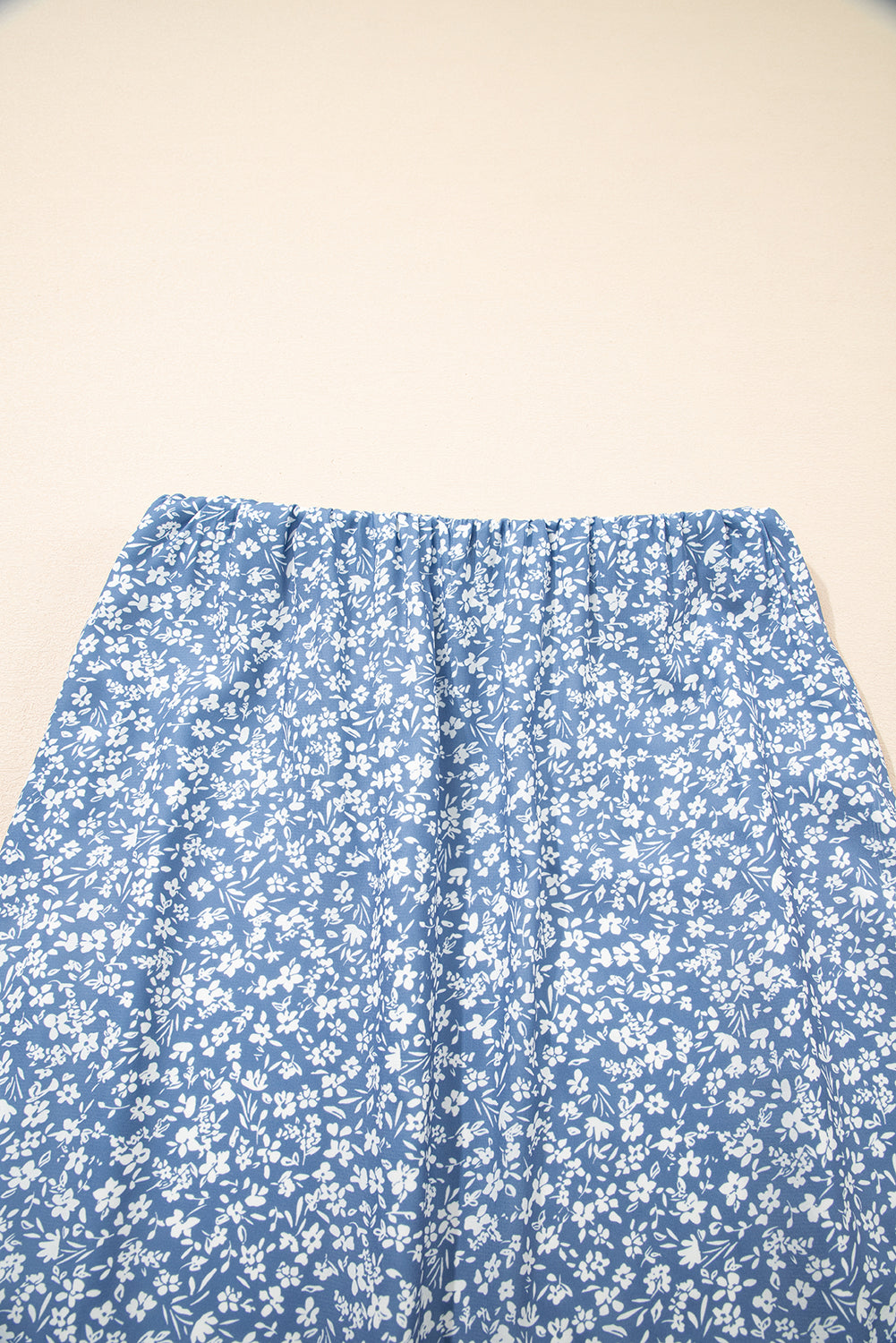 Sky Blue Boho Floral High Waist Long Skirt with Side Split Skirts & Petticoat JT's Designer Fashion