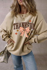 Parchment THANKFUL Leopard Bow Fall Vibe Graphic Sweatshirt Graphic Sweatshirts JT's Designer Fashion