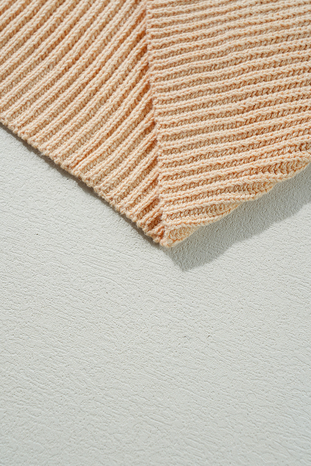 Apricot Cable Knit Drop Shoulder Side Slits Loose Sweater Sweaters JT's Designer Fashion