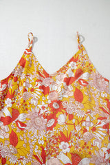 Orange Floral V Neck Wide Leg Sleeveless Jumpsuit Jumpsuits & Rompers JT's Designer Fashion