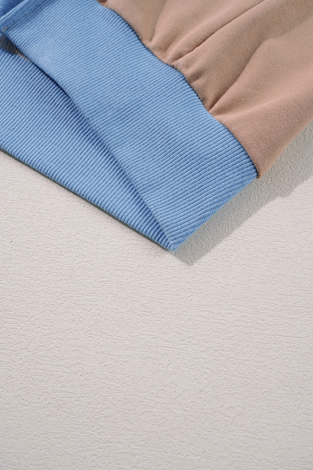 Sky Blue Ribbed Detail Color Block Sleeve Baggy Sweatshirt Sweatshirts & Hoodies JT's Designer Fashion