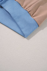 Sky Blue Ribbed Detail Color Block Sleeve Baggy Sweatshirt Sweatshirts & Hoodies JT's Designer Fashion