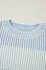 Multicolour Colorblock Textured Knit Bubble Sleeve Sweater Sweaters JT's Designer Fashion