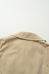 Pale Khaki Solid Color Lapel Collar Waist Tie Wind Coat Coats JT's Designer Fashion