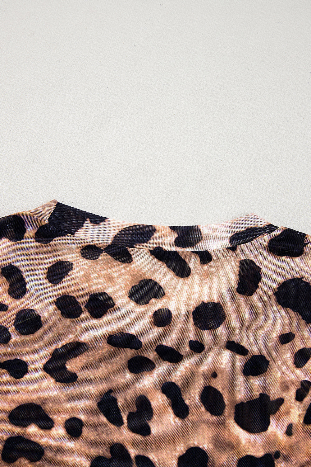 Brown Leopard Round Neck Long Sleeve Slim Top Long Sleeve Tops JT's Designer Fashion