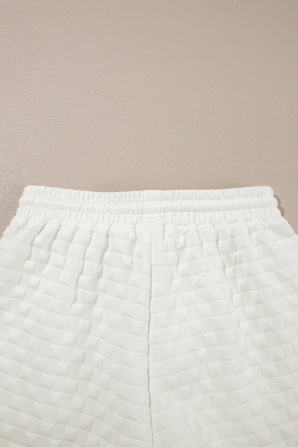 White Solid Color Checkered Texture Short 2pcs Outfit Short Sets JT's Designer Fashion