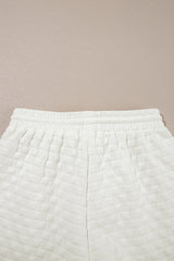 White Solid Color Checkered Texture Short 2pcs Outfit Short Sets JT's Designer Fashion