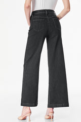 Black Plain Seam Detail Flared Bottom Ankle Length Jeans Jeans JT's Designer Fashion
