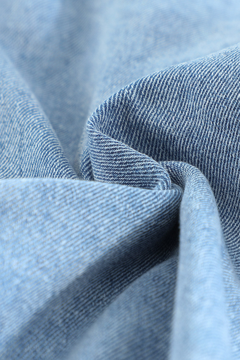 Sky Blue Pocket Raw Hem Buttoned Denim Jacket Denim Jackets JT's Designer Fashion