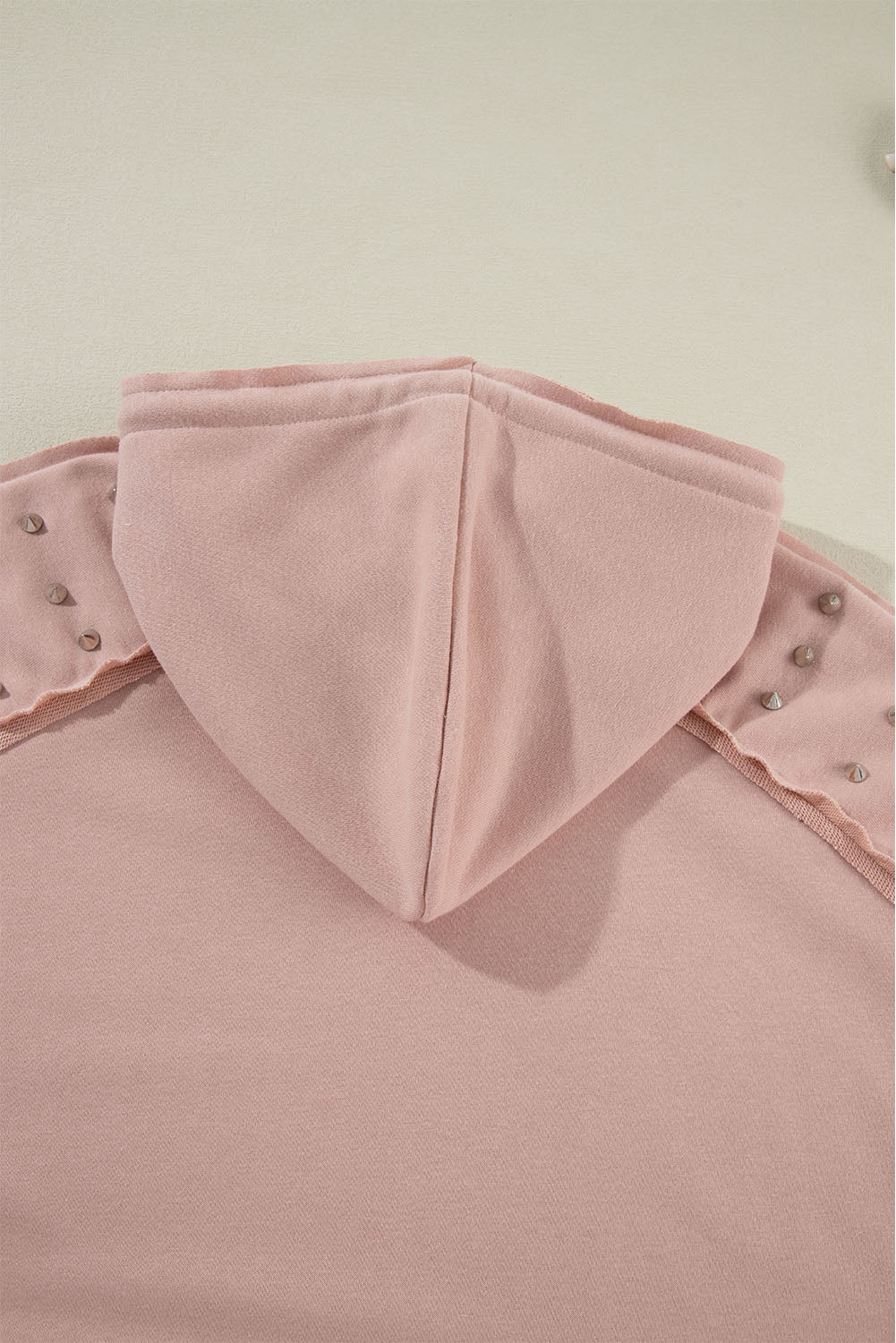 Fushia Solid Color Rivet Stud Raglan Sleeve Hoodie with Pocket Sweatshirts & Hoodies JT's Designer Fashion