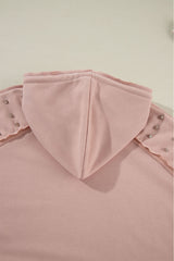 Fushia Solid Color Rivet Stud Raglan Sleeve Hoodie with Pocket Sweatshirts & Hoodies JT's Designer Fashion