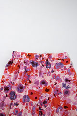 Purple Floral Wide Leg Elastic High Waist Pants Pants & Culotte JT's Designer Fashion