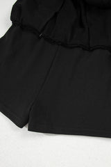 Black French Terry Drawstring Mini Skort with Pockets Skirts & Petticoat JT's Designer Fashion
