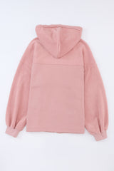 Pink Flap Pocket Drawstring Hood Zip Up Jacket Jackets JT's Designer Fashion