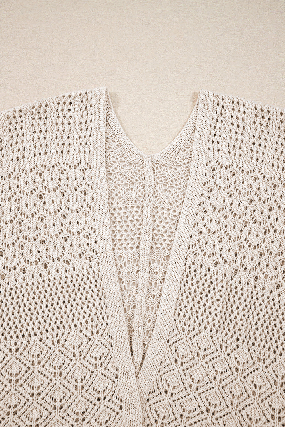 Jet Stream Mix Pattern Hollowed Knit Open Front Cardigan Sweaters JT's Designer Fashion