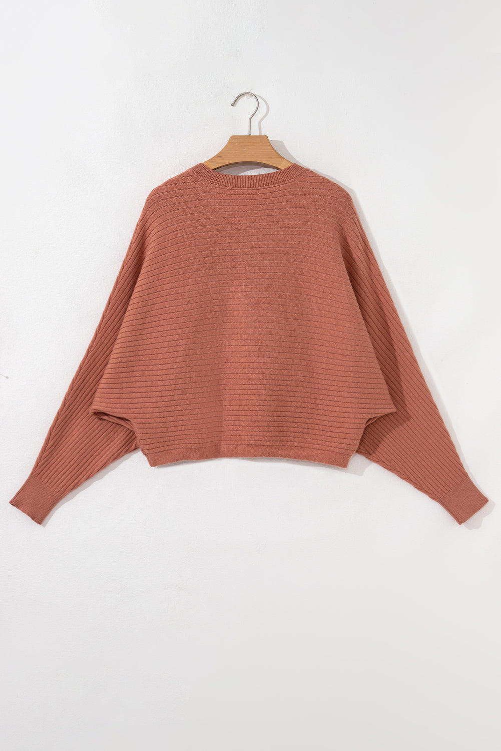 Apricot Pink Wide Rib Knit Button Front Dolman Sleeve Sweater Cardigan Cardigans JT's Designer Fashion