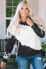 Black Cow Tie Dye Print Pocketed Drawstring Pullover Hoodie Sweatshirts & Hoodies JT's Designer Fashion