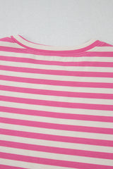 Rose Stripe Crew Neck T Shirt and Drawstring Shorts Set Short Sets JT's Designer Fashion