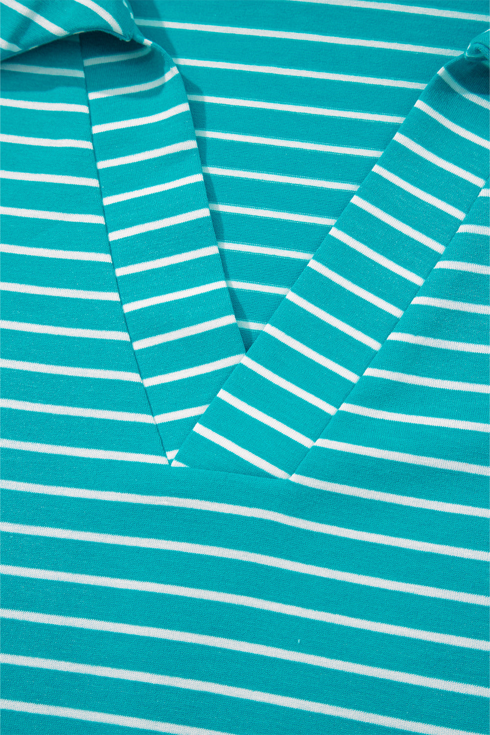 Sky Blue Stripe V Neck Tee and Casual Short Set Short Sets JT's Designer Fashion