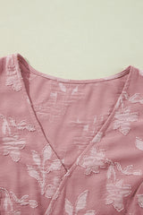 Peach Blossom Floral Surplice V Neck Tiered Ruffled Plus Size Dress Plus Size Mini Dresses JT's Designer Fashion