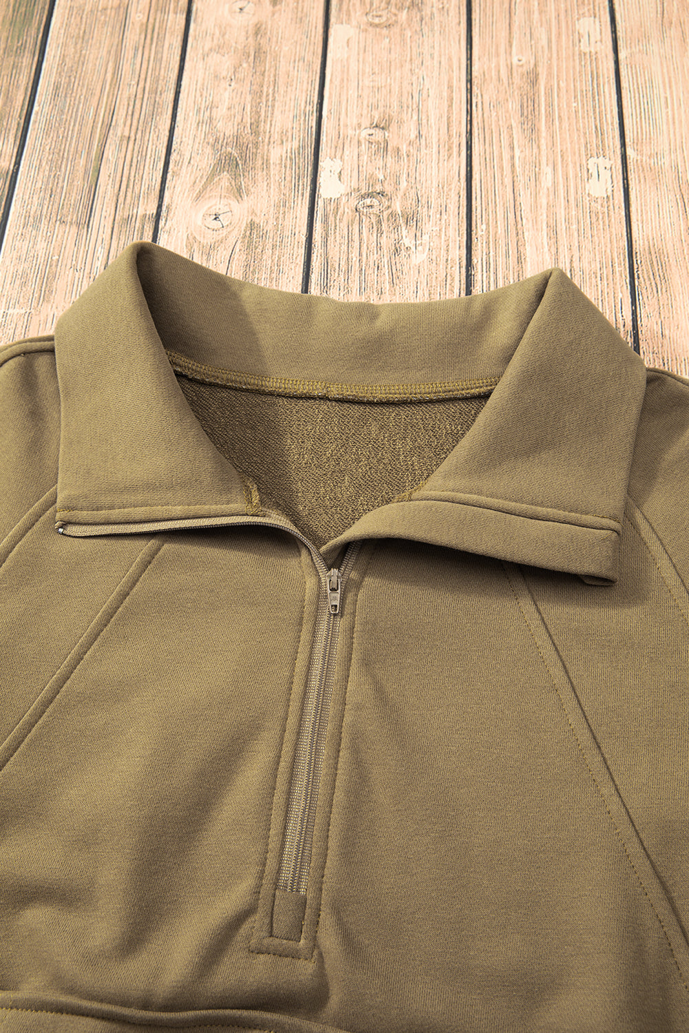 Brown Quarter Zip Stand Neck Kangaroo Pocket Sweatshirt Sweatshirts & Hoodies JT's Designer Fashion