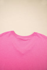 Bonbon V Neck Drop Shoulder Tee and Patchwork Drawstring Elastic Waistband Shorts Set Short Sets JT's Designer Fashion