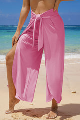 Bonbon Knotted Drop Waist Split Leg Relaxed Pants Pants & Culotte JT's Designer Fashion