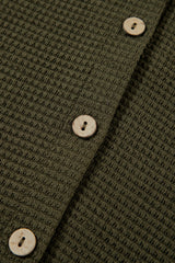Four Leaf Clover Solid Color Textured Buttoned Shirt and Casual Pants Set Pant Sets JT's Designer Fashion