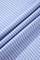 Sky Blue Stripe Dolman Sleeve Polo Shirt and Drawstring Shorts Set Short Sets JT's Designer Fashion