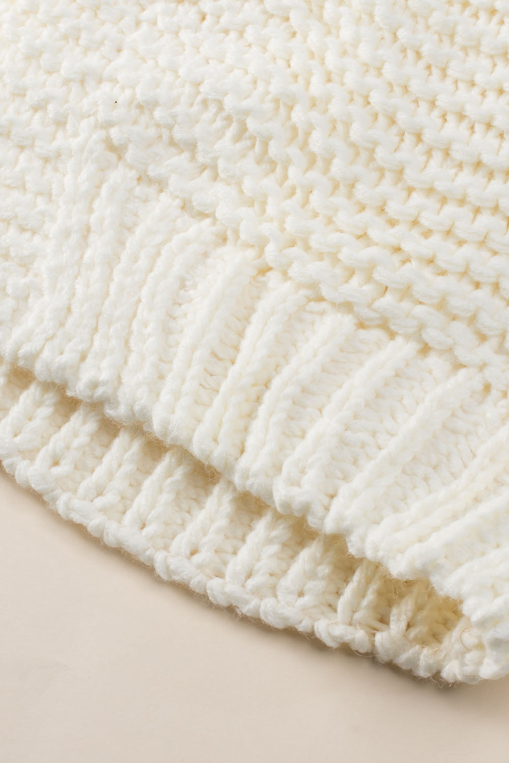 White Chunky Oversize Knit Drop Shoulder Puff Sleeve Cardigan Cardigans JT's Designer Fashion