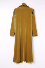 Yellow Velvet Open Front Pocketed Long Duster Sweaters & Cardigans JT's Designer Fashion