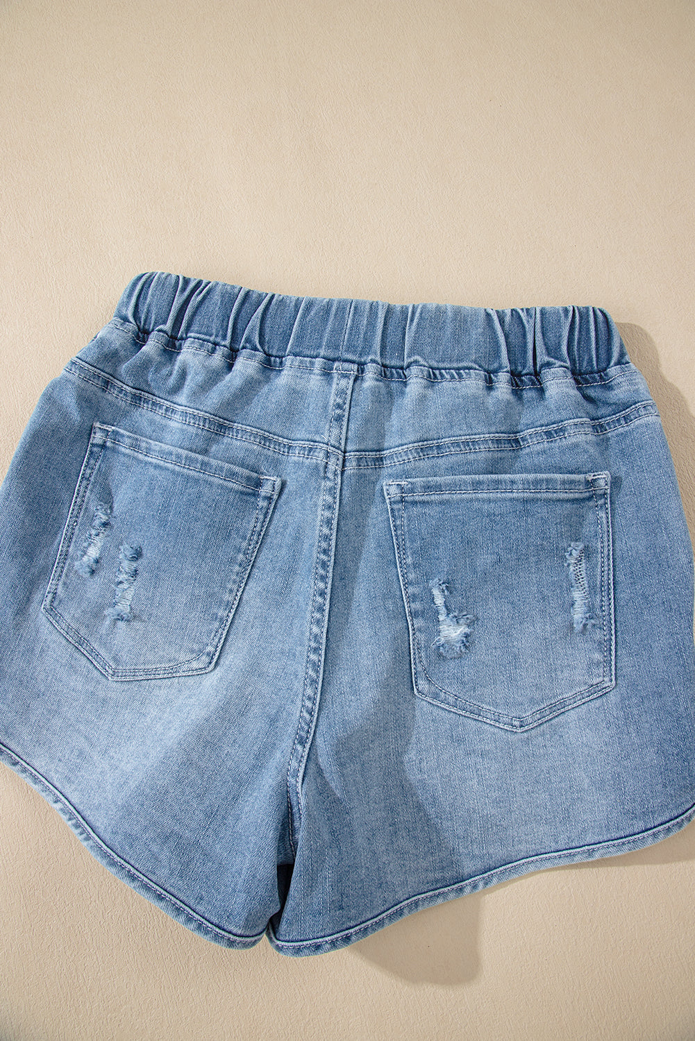 Myosotis Drawstring High Waist Distressed Denim Shorts Denim Shorts JT's Designer Fashion