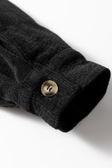 Black Corduroy Flap Pocket Button Up Shacket Jackets JT's Designer Fashion