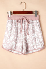 Khaki Classic Leopard Arched Hem Elastic Waist Casual Shorts Casual Shorts JT's Designer Fashion