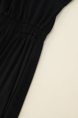 Black Button Up High Waist Long Sleeve Dress Midi Dresses JT's Designer Fashion