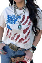 White American Flag Star Graphic Crew Neck T Shirt Graphic Tees JT's Designer Fashion