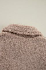 Light French Beige Zipper Pocketed Winter Fuzzy Jacket Jackets JT's Designer Fashion