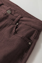 Coffee Loose Straight High Waist Solid Color Jeans Jeans JT's Designer Fashion