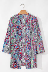 Red Paisley Print Open Front Kimono Kimonos JT's Designer Fashion